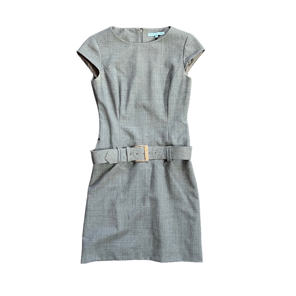 Antonio Melani Dress Cap Sleeve Belted Round Neck Lined Midi Career Like New 2